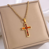 Colored Baguette CZ Cross Necklace – Faith, Vibrance & Bold Devotion