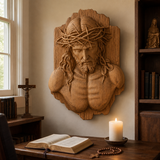 Jesus Crown of Thorns Beechwood Sculpture - design detail