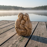 Hand-Carved Beech Wood Holy Family Figurine & Wall Hanging Ornament