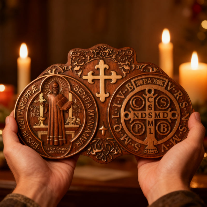 St. Benedict's Exorcism Medal Christian Exorcism Plaque - Wall Decor