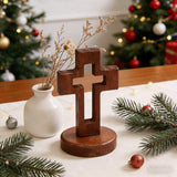 Hollow Wooden Cross Tabletop Decor | Christian Home Accent