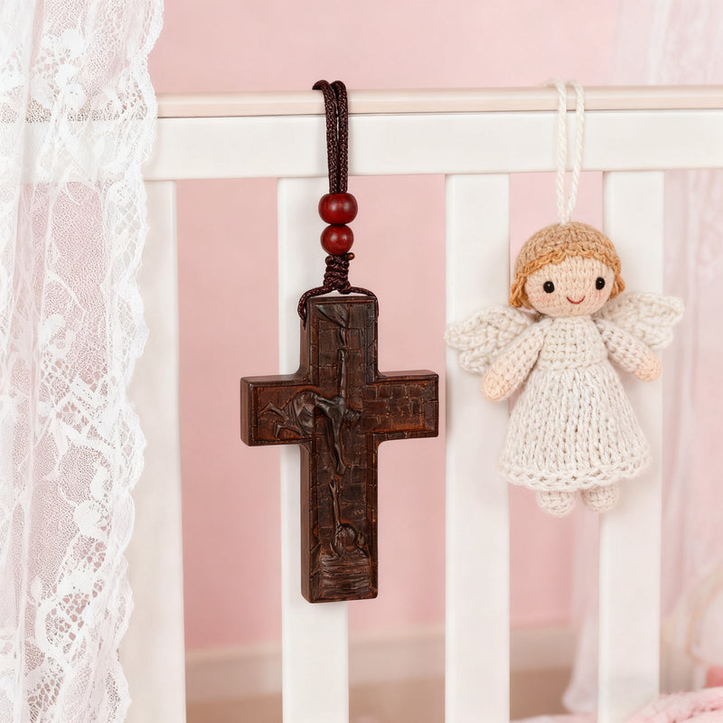 Wooden Savior Cross Necklace