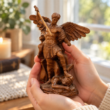 Boxwood Archangel Michael Carving: A Christmas Gift of Divine Protection