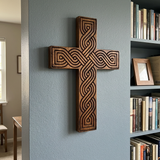 Handcrafted Beechwood Plaited Wall Cross – Natural Wood Finish