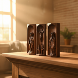 Beech Wood Holy Family Altar Decor - Handcrafted Christian Prayer Desktop Gift