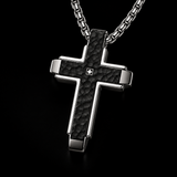 Hammered Two-Tone Stainless Steel Cross Necklace – Strength, Faith & Rugged Elegance