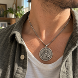 S925 Sterling Silver Sacred Heart of Jesus Medallion Necklace