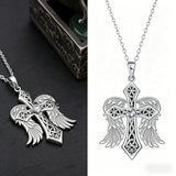 Celtic Knot Winged Cross Necklace – Faith, Protection & Angelic Grace