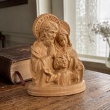 Hand-carved beechwood statue of the Holy Family – Jesus, Mary and Joseph