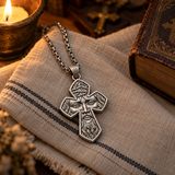 S925 Sterling Silver Jesus Crown of Thorns Cross Pendant Necklace – Christian Faith Jewelry for Men