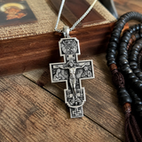 S925 Silver Orthodox Crucifixion Necklace – Detailed Christian Cross Pendant with 24-Inch Chain