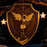 Guardian Michael Wood Carving - Handcrafted Spiritual Shield & Heirloom Gift