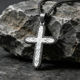 Textured Two-Tone Cross Necklace – Faith, Resilience & Rugged Elegance