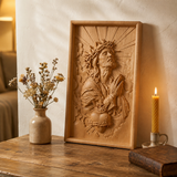 Hand-Carved Sacred Heart of Jesus Beech Wood Plaque – A Quiet Reminder of Christ’s Mercy at Home