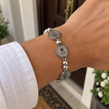 St. Benedict Medal Beaded Bracelet – 304 Stainless Steel Catholic Faith Jewelry