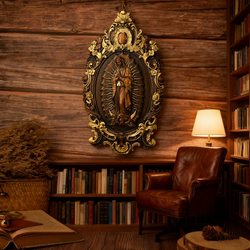 A Handcrafted Sanctuary: Our Lady of Guadalupe Wood Carving