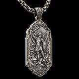 Saint Michael the Archangel 925 Sterling Silver Pendant Necklace—Christian Medal Featuring Sword and Shield Motifs