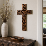 Hand-Carved Beechwood Crown of Thorns Wall Cross