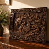 Krippe Holz geschnitzte Plakette, natürliche Buche Massivholz Religiöses Geschenk, Christliches Weihnachts geschenk