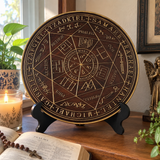 Seven Angels Seal Beech Wood Carving – Hand-Carved Christian Protection & Prayer Plaque