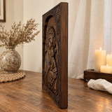 Our Lady of Perpetual Help Wood Art - Hand-Carved Catholic Gift - Mother Mary Comfort Figure