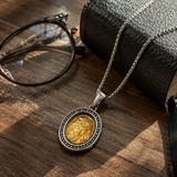 Two‑Tone Titanium Steel Jesus Portrait Oval Medal Necklace