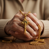Golden St. Benedict Exorcism Cross - Blessings to you and your family
