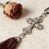Vintage Crystal Cross Car Hanger – A Divine Guardian for Every Journey