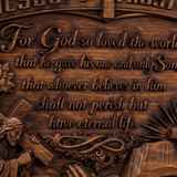 "Jesus, I Trust in You" - Handcrafted Solid Wood Religious Plaque with John 3:16 Eternal Promise