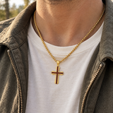 Christian Cross Necklace – Solid Rosewood & Titanium Steel Faith Pendant