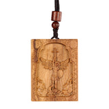 Square Archangel Michael Wooden Pendant