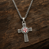 Knights Templar Celtic Knot Cross Necklace for Men, Red Enamel Templar Symbol Stainless Steel Pendant Product Parameters