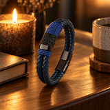 Blue Braided Leather Cross Bracelet – A Daily Reminder of Faith