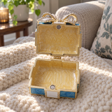 Elegant Blue & White Bow Keepsake Jewelry Box – A Timeless Gift of Love & Cherished Memories
