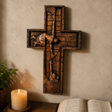 Christ Still Reaches Down – Hand-Carved Beechwood Savior Cross - gift presentation
