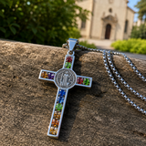 Gemstone St. Benedict Cross Necklace: Wear Protection & Faith With Radiance