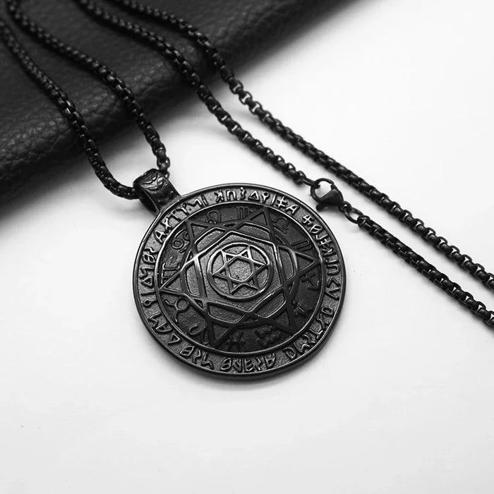 Amulet seal Solomon hexagram 12 signs of the zodiac pendant