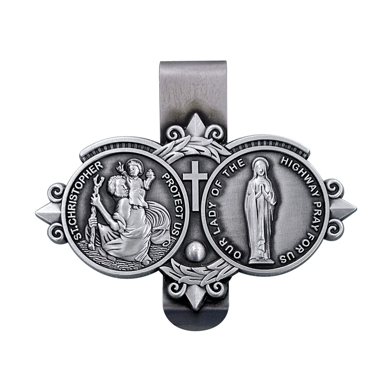 St. Christopher's Virgin Mary bless us with a safe journey car visor clips