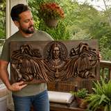 Trinity of Grace” Hand-Carved Jesus & Holy Spirit Wood Wall Art – 22.75