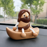 Handcrafted Jesus Car Display Number Plate Ornament, Made from Walnut and Beech Wood