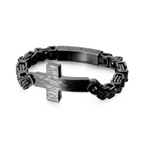Men’s Vintage Hammered Cross Byzantine Chain Bracelet