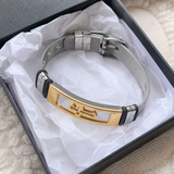 Men’s Christian Cross Mesh Bracelet – Stainless Steel Faith Wristband in Gold or Black