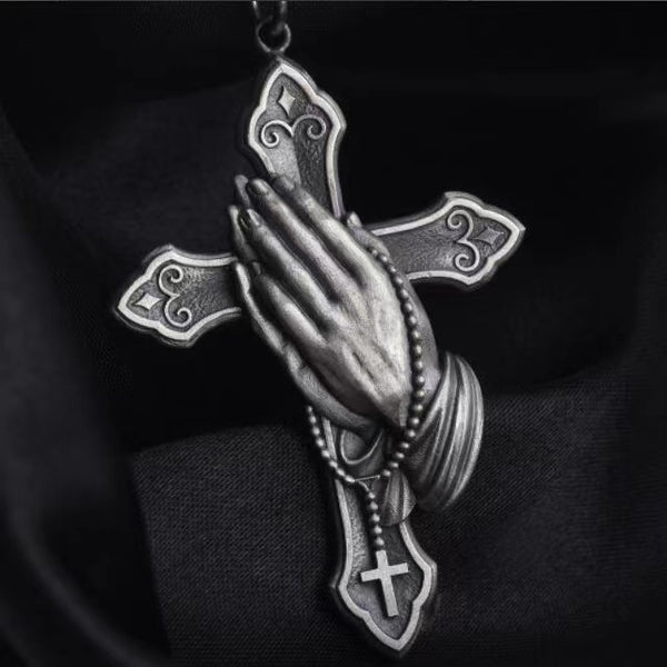 2023 Newest Pure Pewter Prayer Hand Necklace - Pray Anytime, Anywhere