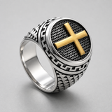 Vintage Cross Signet Ring, Religious Faith Men’s Ring