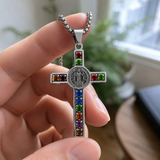 Gemstone St. Benedict Cross Necklace: Wear Protection & Faith With Radiance