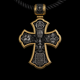 Holy Family of Mary Sacred Heart of Jesus IHS Double-Sided S925 Sterling Silver Cross