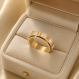 Hand-Set Emerald CZ Spinner Ring – Luxury Rotatable Stainless Steel Band - product view