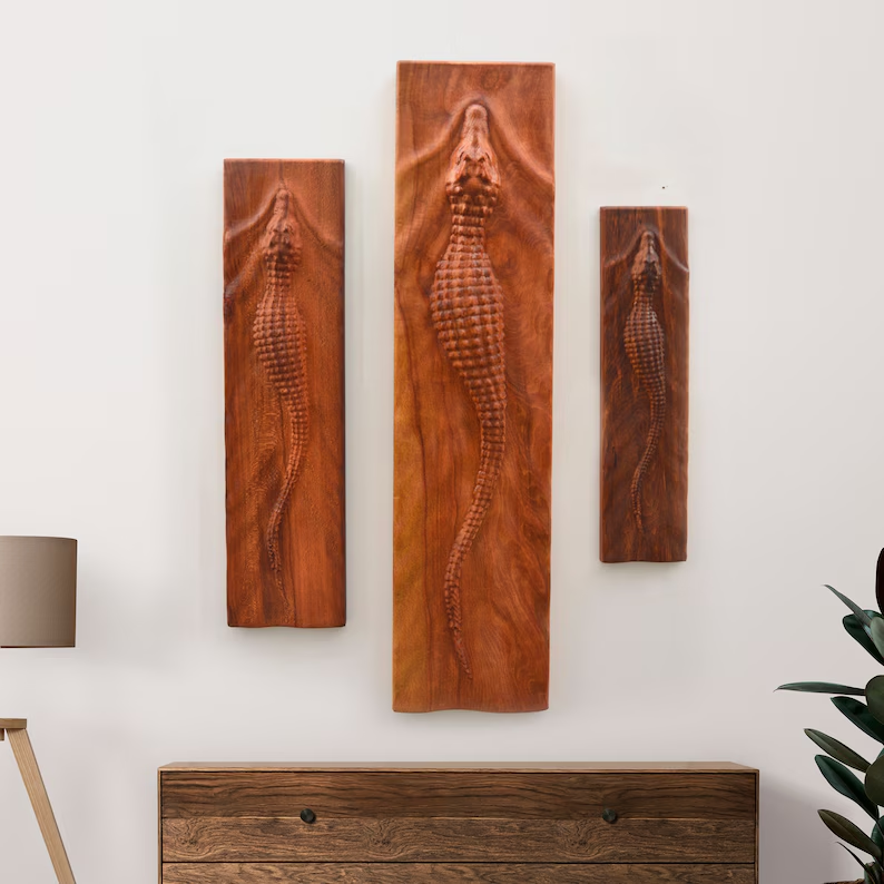Crocodile Wall Mounted Wooden Wall Art