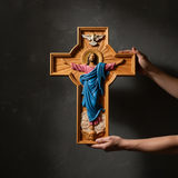 October New Release: Hand-Carved Painted Wood Cross — The Ascension of Christ