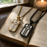 Men's Cross Dog Tag Necklace, Stainless Steel Faith Pendant